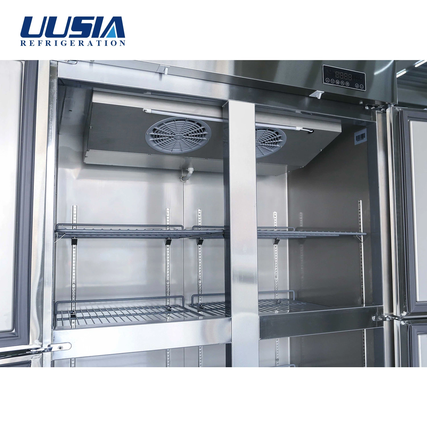 1130L Commercial Stainless Steel Upright Chiller 2 Door Freezer Reach in Refrigerator for Kitchen Refrigeration Equipment