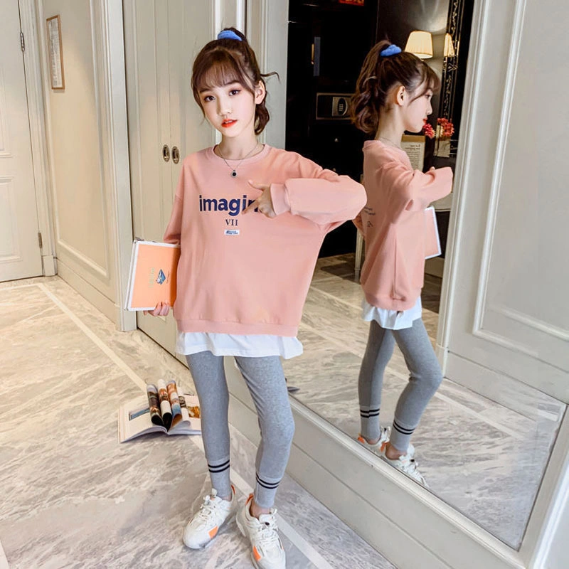 2022 Girls Clothing Autumn Spring Set New Fashion Letter Print Tops Leggings Pants 2PCS Tracksuit Children Outfit Kids Wear