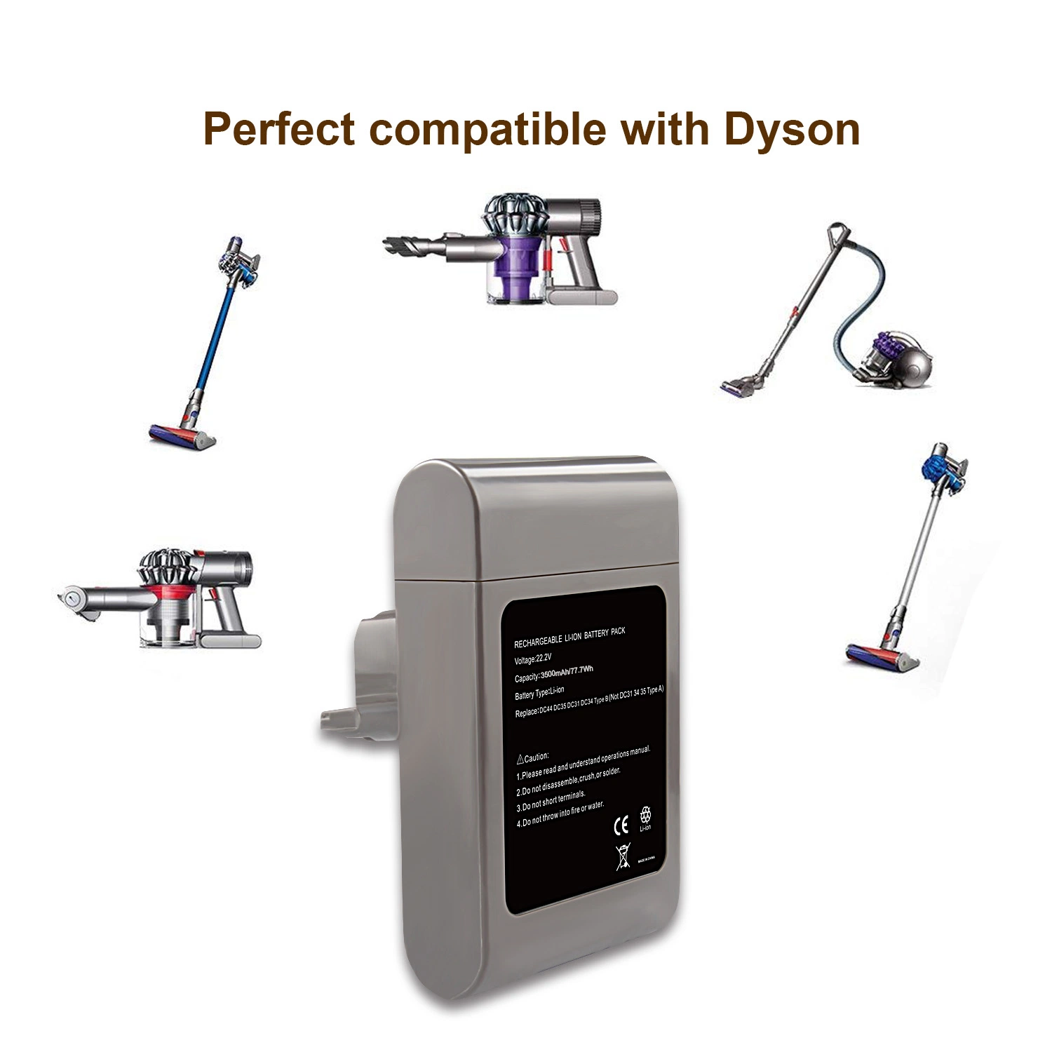 Batterie lithium-ion rechargeable pour aspirateur Dyson DC34 22.2V 5000mAh Puissance de l'outil