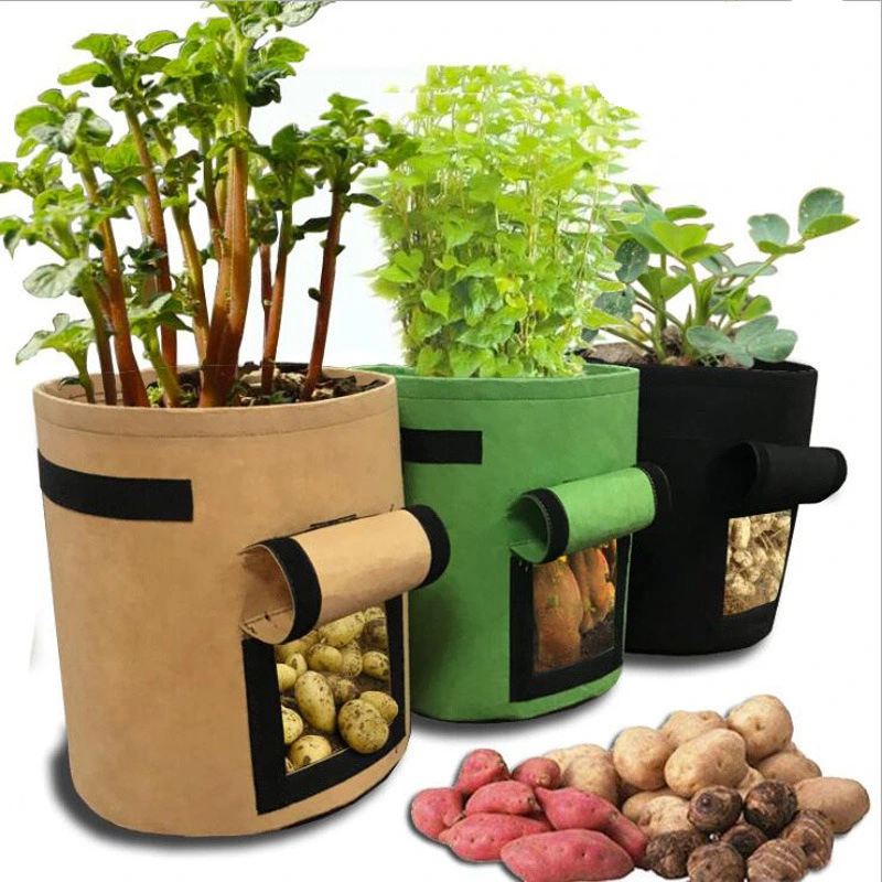 Plant Grow Bags 7 Gallons Potato Grow Bags, Heavy Duty Non-Woven Fabric Pots with Flap and Handles Root Crops Bl11994