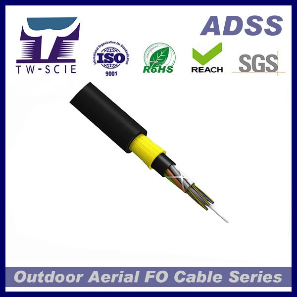 Factory Price All Dielectric 4-144 Core ADSS Self Support Aerial Fiber Optic Cable