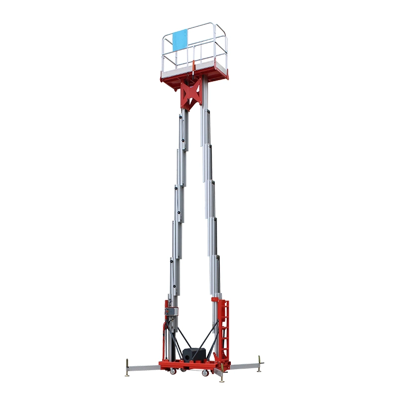 14m Portable Vertical Hydraulic Ladder Double Mast Electric Man Aluminum Alloy Lift Platform