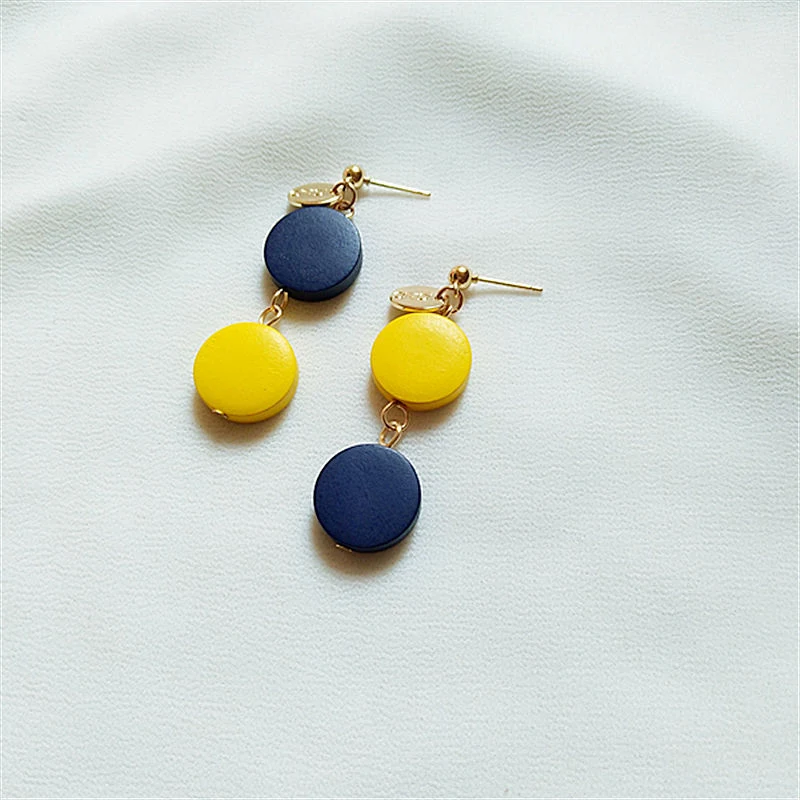 Wholesale Jewelry Colorful Asymmetrical Wood Stud Earrings