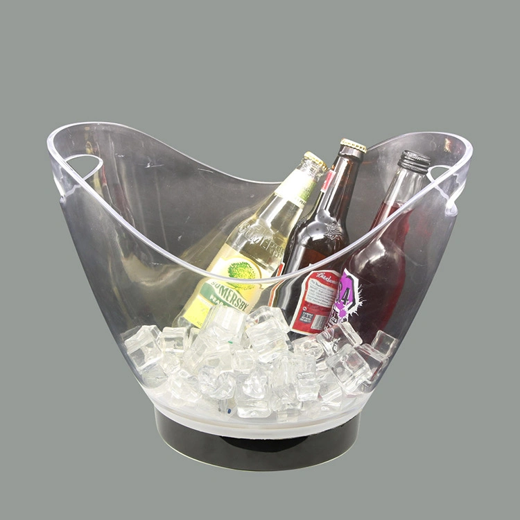 KTV Bar Party Oval Shape LED Wine Vodka Whiskey Champagne Buckets Acrylic Plastic Ice Bucket