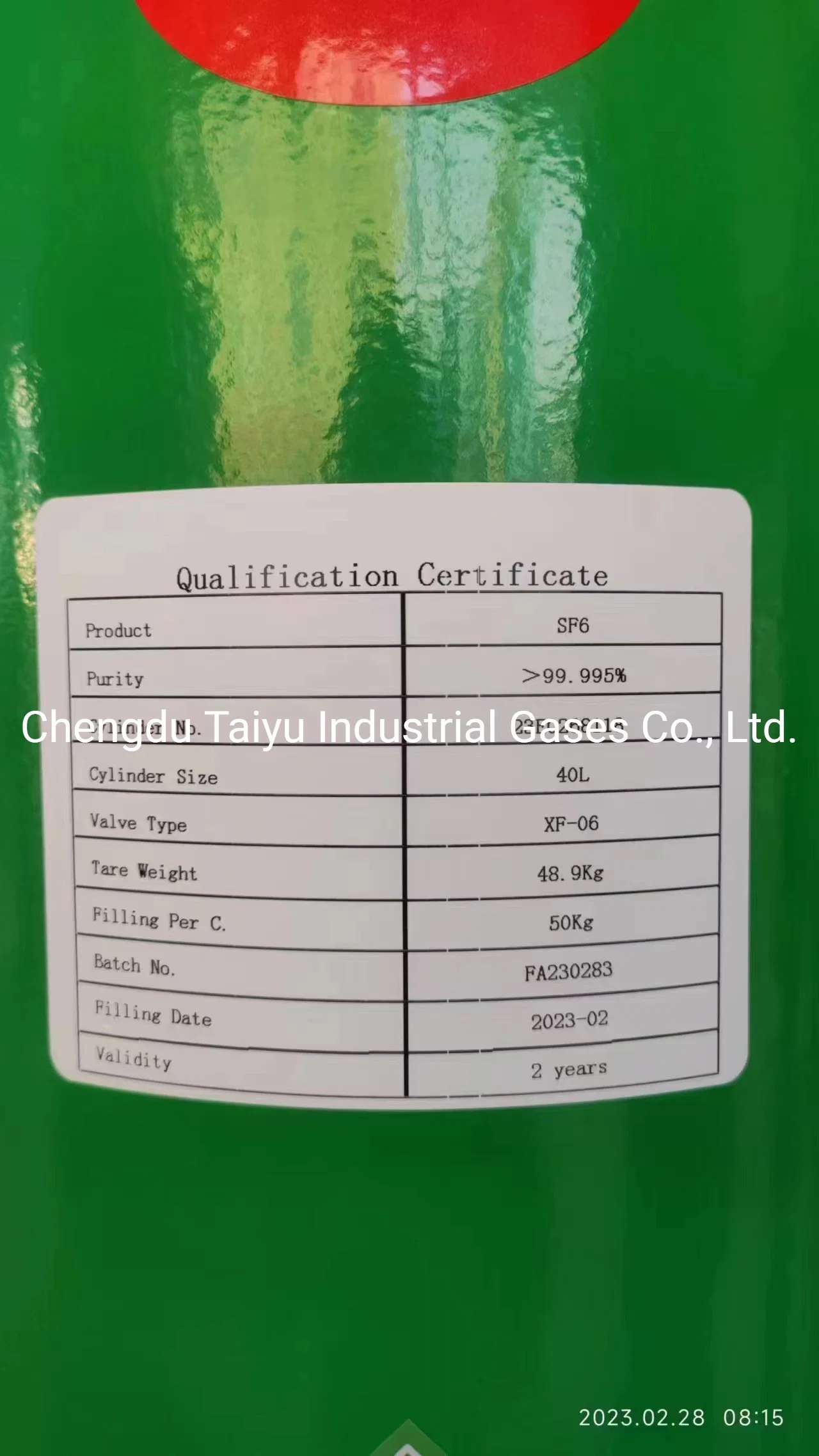 China 40L 50kg Sulfur Hexafluoride Sf6 Gas with Good Price