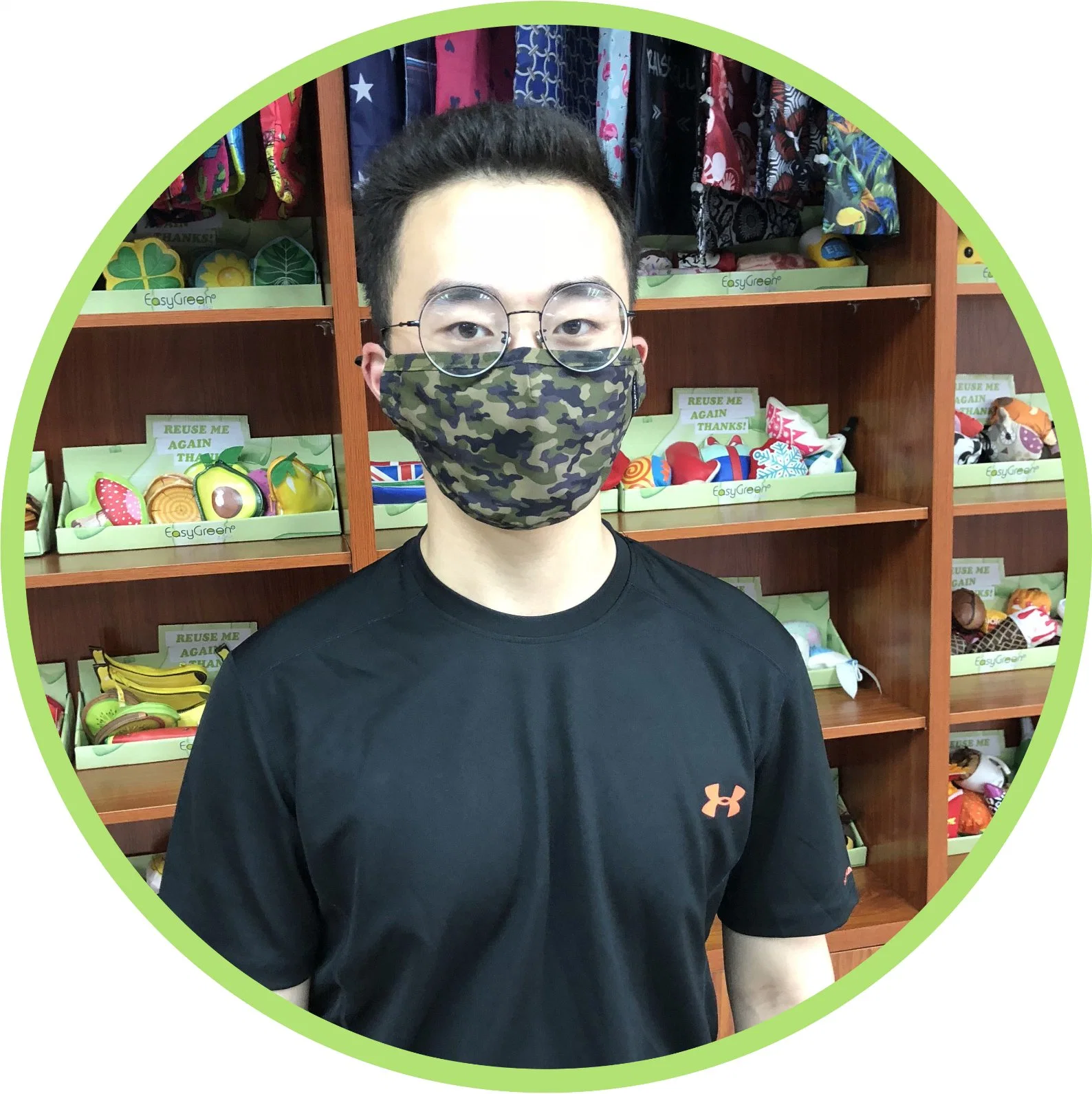 La moda de algodón verde Mascarillas con filtro, el patrón, Reciclado&amp;lavable y reutilizable, la contaminación, anti-polvo Unisex para niños