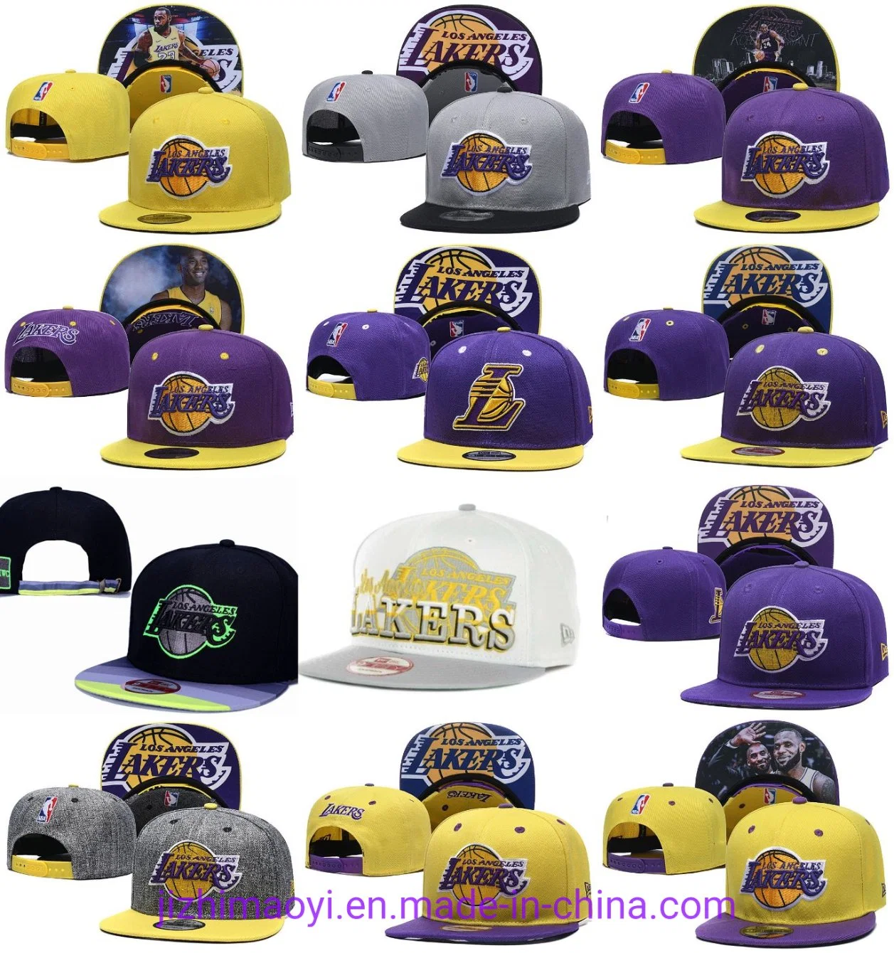 Mayorista los Angeles Lakers Equipo Oficial bordado Baloncesto Snapback Baseball Gorra