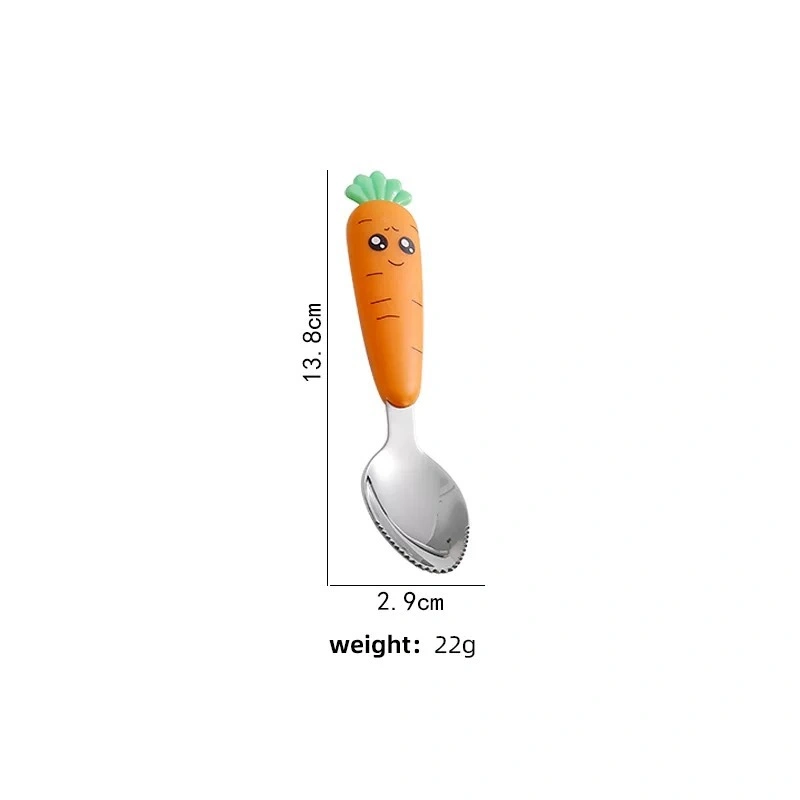 Le radis enfants de qualité alimentaire de la coutellerie en acier inoxydable de carotte cuillère voyage portable de la fourche de couverts définir pour les enfants