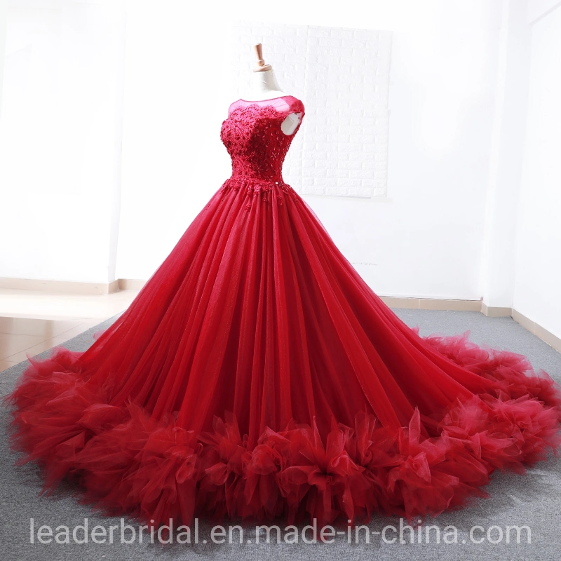 Red Quinceanera Robes Bola 15 anos de casamento Lace noite vestidos E237