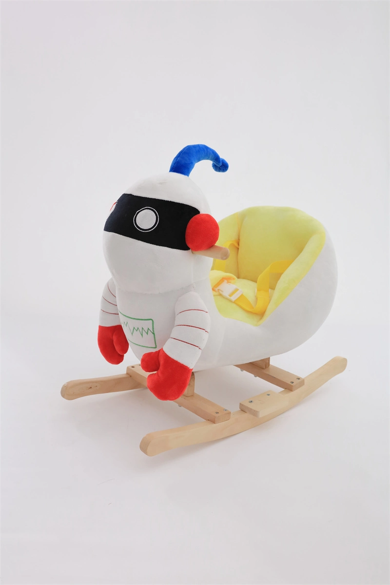 OEM ODM Plush bebé Madera Rocking Animal silla niños Paseo de juguete regalo de Navidad