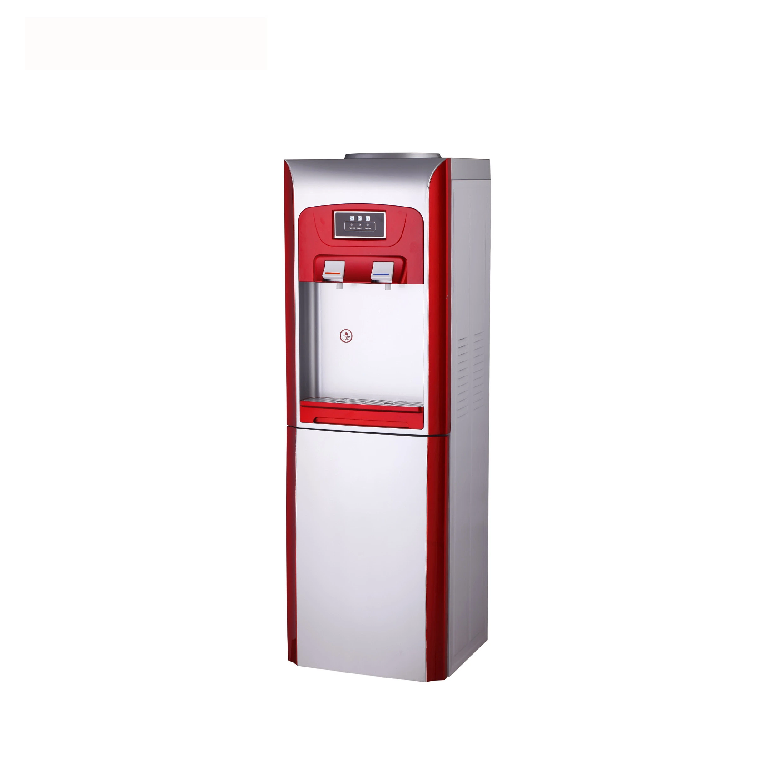 Color rojo dispensador de agua/ Tipo de suelo impreso en frío y calor dispensador de agua vertical con nevera