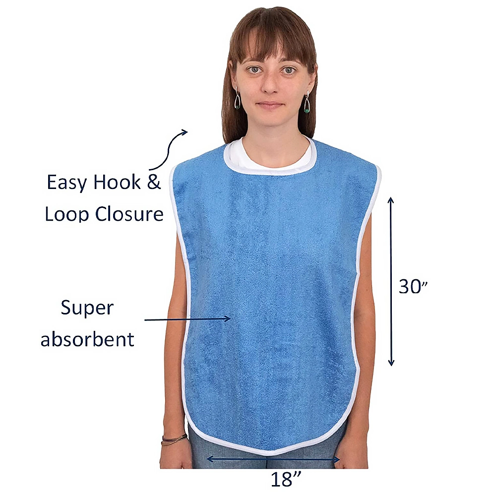 High quality/High cost performance Cotton Washable Waterproof Terry Adult Bibs for Elderly