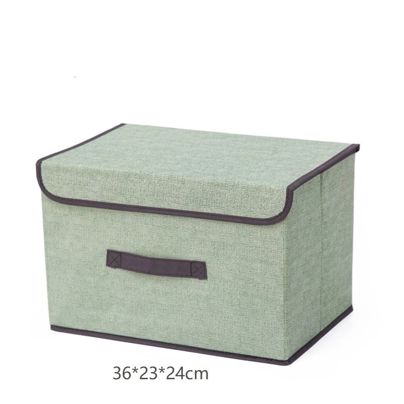 Folding Imitation Linen Non-Woven Fabric Storage Box with Cover