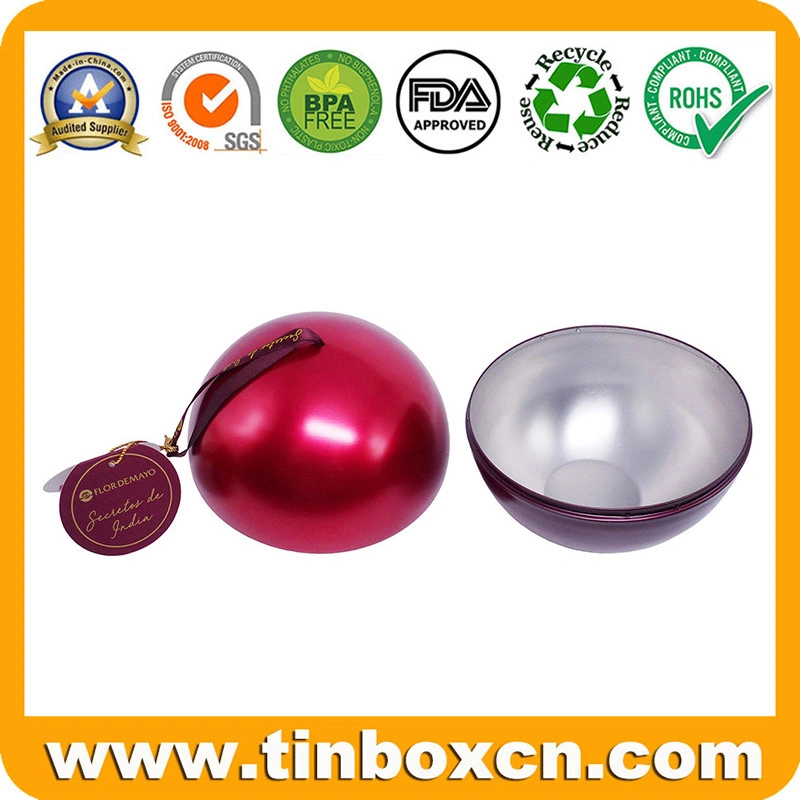 Mini Christmas Ball Tin for Candy Chocolate, Metal Gift Box