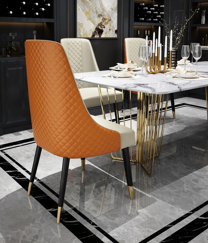 High quality/High cost performance with Low Price Restaurant Home Dinner Furmiture Metal Leisure PU Leather Modern Dining Chair in Stock