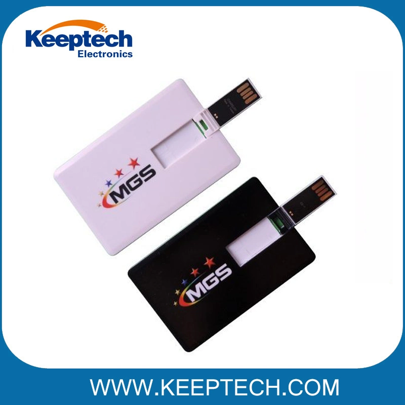 Clé USB en forme de carte de crédit avec impression intégrale pour des cadeaux promotionnels.