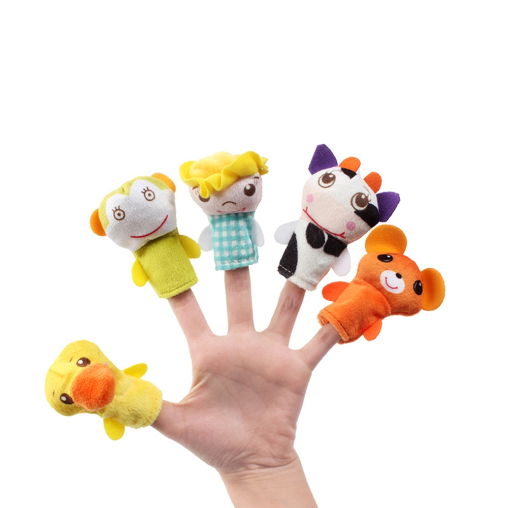 2022 Promotion Wholesale/Supplier Play Baby Plush Toy 5PCS in 1set Bear Cow Finger Puppet