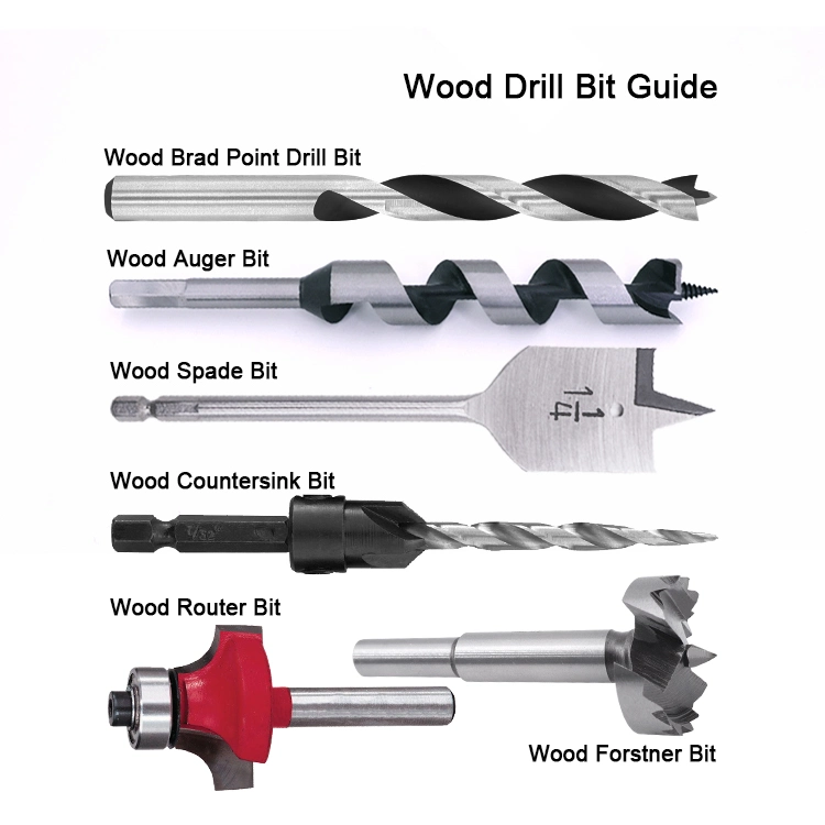 KIT DE brocas para sem-fim de madeira Tri Flute DE 165 mm, 6 PEÇAS Caixa de plástico