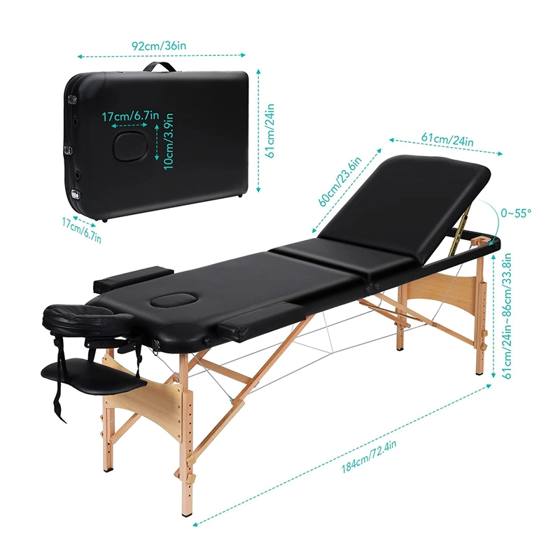 Therapeutic Foldable SPA Bed Adjustable Portable Massage Table Massage Bed Chair