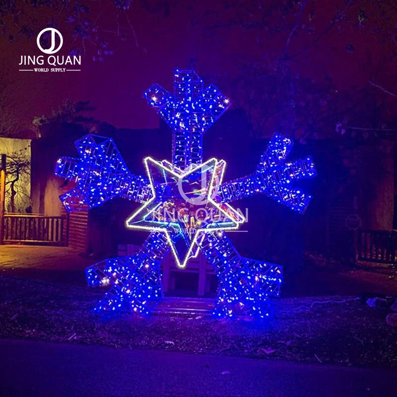 Floor-Standing Christmas Lights LED Snowflake Motif Lights Customized Illuminated Park Decoration Fashion Design Lamp