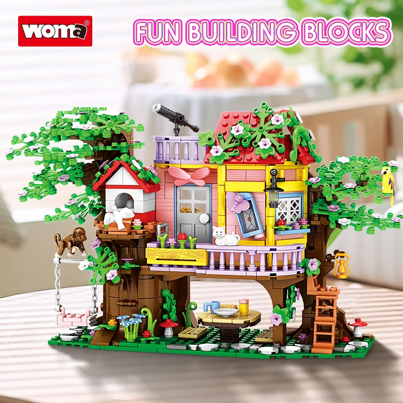 Woma Toys Stock Retail Sale 8841 Student Child DIY Toy Tree House Mini Micro DIY Building Block Brick Kids Landescape Treehouse Construction Toy Play Set