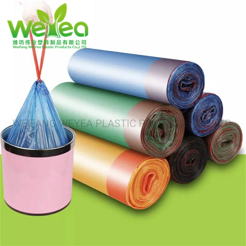 100% Biodegradable Plastic Tie String Garbage Bag with Drawstring Rope