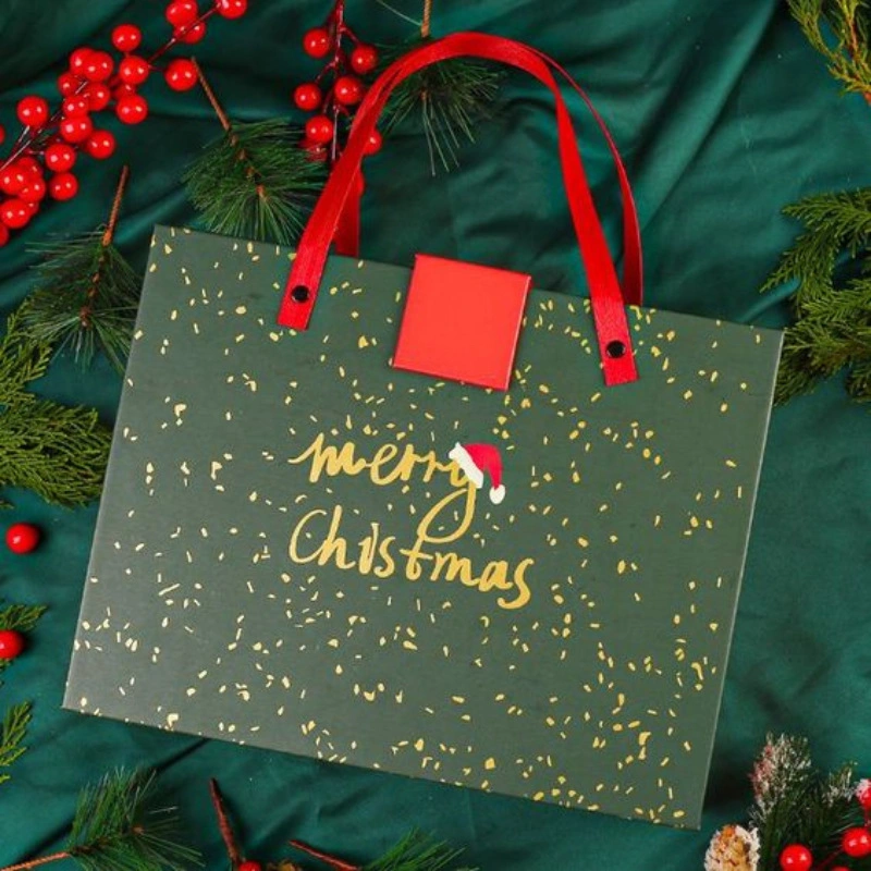 عيد ميلاد المسيح حمراء اللون هدية خضراء يعبّئ صندوق يعبّئ تصميم شعار قابل للتخصيص حجم صينية تعبئة الورق بالجملة