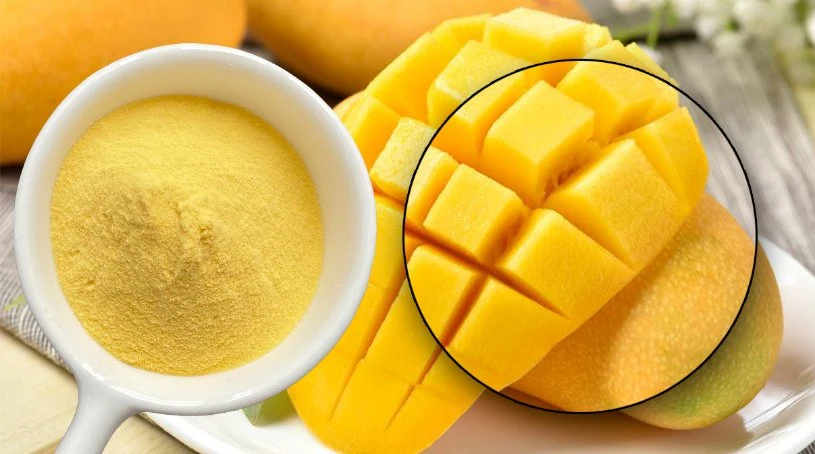 Food Grade Mango Fruit Powder Spray Getrockneter Trockener Mango Saft Pulver mit freier Probe