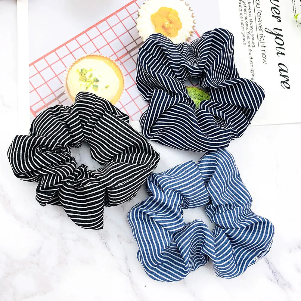 Factory Main Product Fashion Accessories Hair Band Stripe Printed Women Hair Scrunch