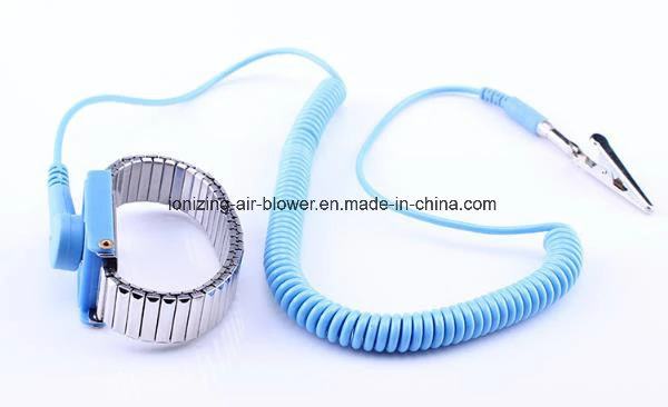 Blue PU Stainless Steel Band Anti-Static ESD Wrist Strap