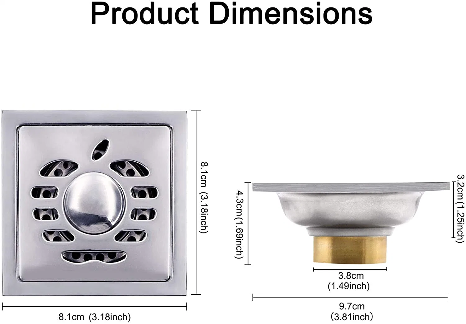 Square Bathroom Tile Insert Drain Ss Stainless Steel with Strainer Bug Proof Shower Floor Drain