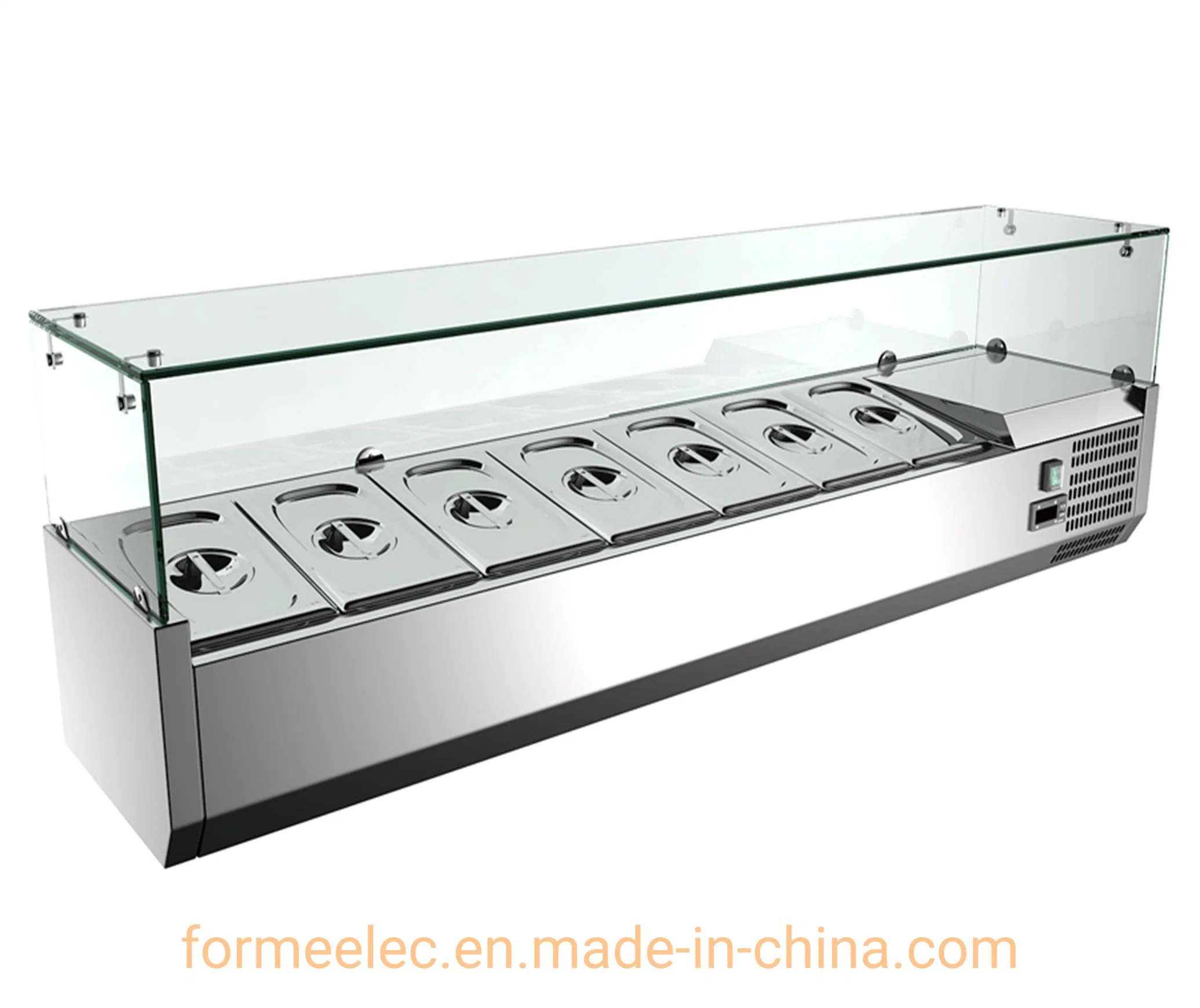 100cm to 202cm Refrigerator Salad Bar Cabinet Pizza Refrigerator 1/4 Gn Pans 1/3 Pizza Fridge Salad Fridge