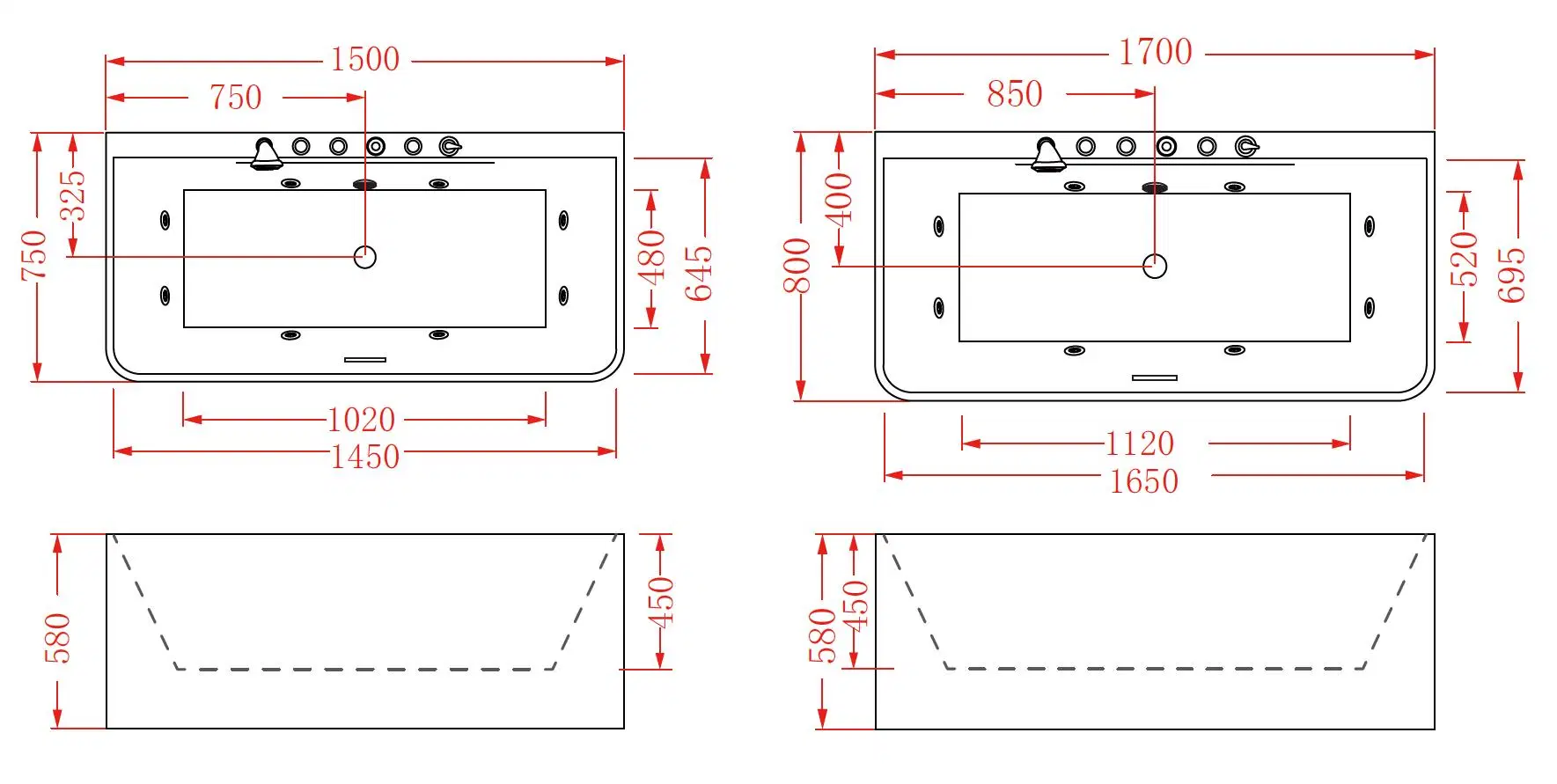 Freestanding Acrylic Bathtubs / Massage Whirlpool Bathtubs / SPA / K1313