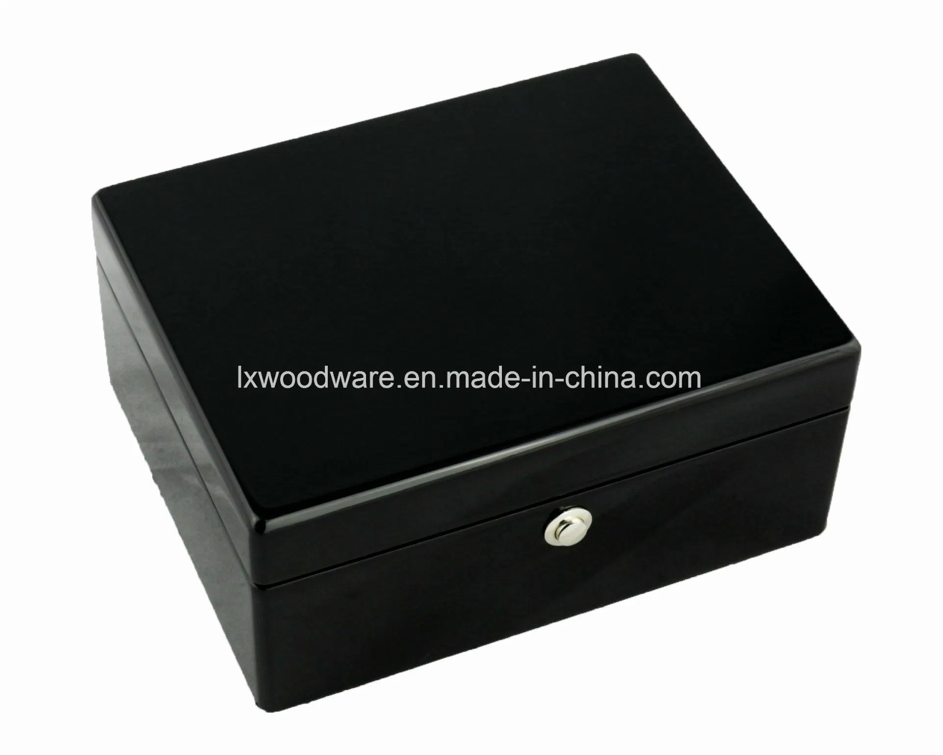 Black Piano Finish Wooden Watch and Jewelry Gift Box Set