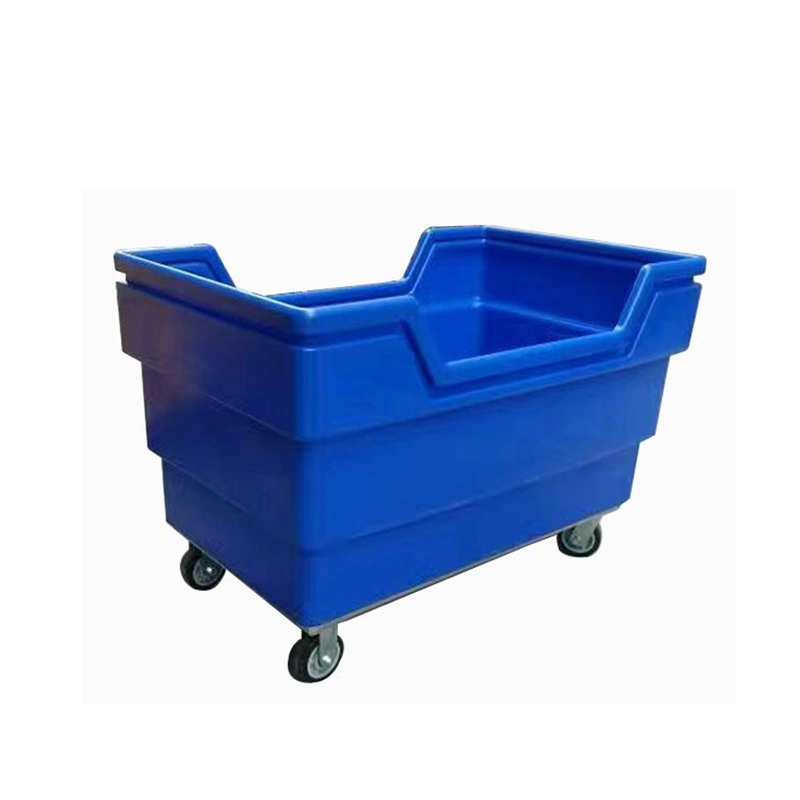 Duty Large Trash Tub Capacity Heavy Hospital Laundry Carts Plastic Laundry Trolley for Warehouse Cleaning Supply