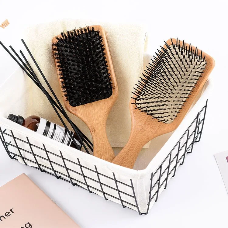 Eco-Friendly Packaging Wood Cushion Massage Brush Custom Paddle Bamboo Hair Brush