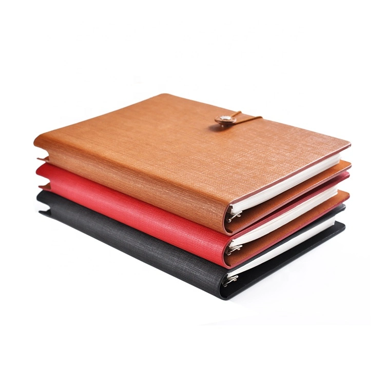 Eco-Friendly Reusable 6 Holes Ring Binder Multifunction Stationery PU Leather Notebook with Elastic Band