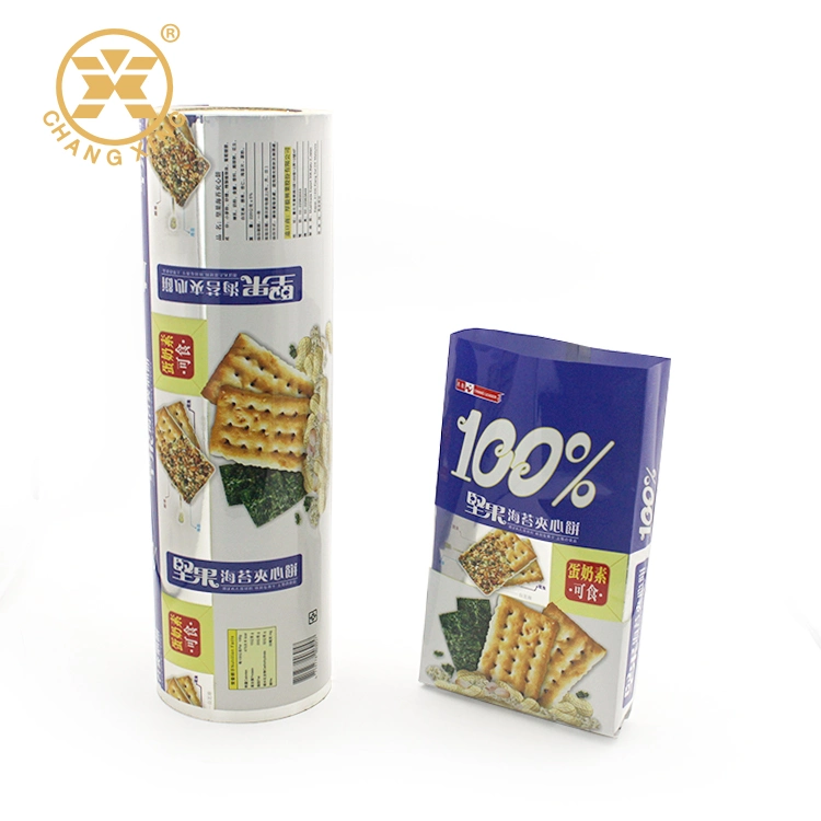 Vivid Printing Plastic Cracker Biscuit Flow Pack Wrapper Roll Film