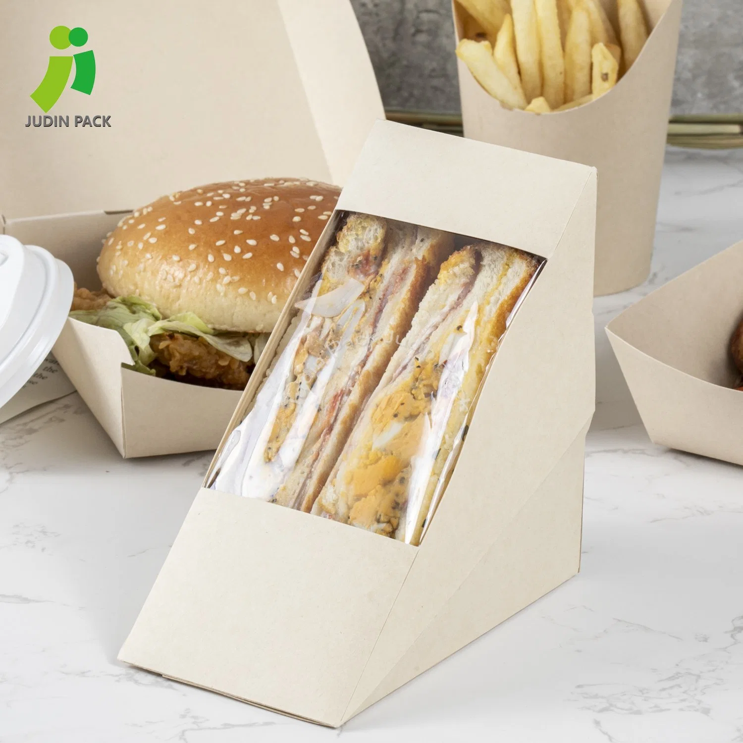 Ecológicas biodegradables envases de papel Kraft de envasado de alimentos para el cuadro de Sandwich