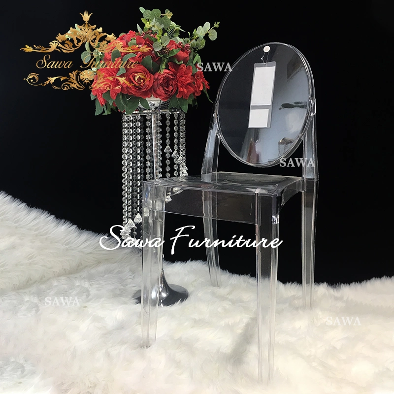 Cristal Acrílico transparente espalda redonda Chiavari Tiffany Ghost silla para Banquete de boda