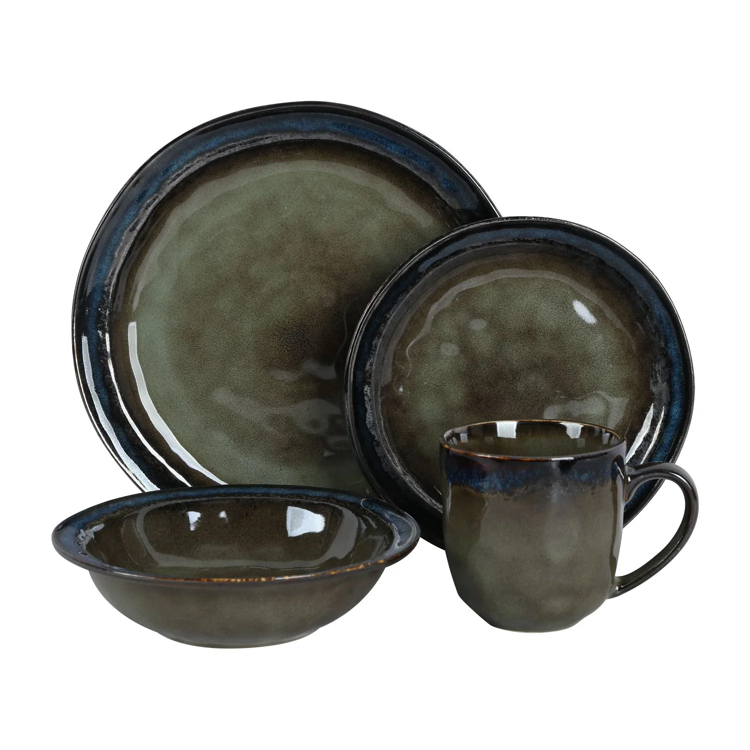 Modern Luxury Reactive Glaze Tableware Dining Cup and Plate Bowl Ceramic Stoneware Dinnerware Sets