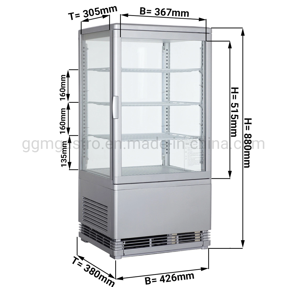 Supermarket Upright Chiller Showcase Refrigerator Glass Display Panorama Showcase