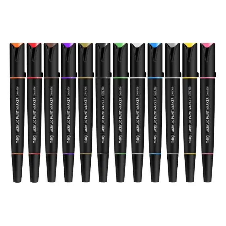 12colors Writing Acrylic Markers Pen Gift Set Art Dual Tips Acrylic Marker