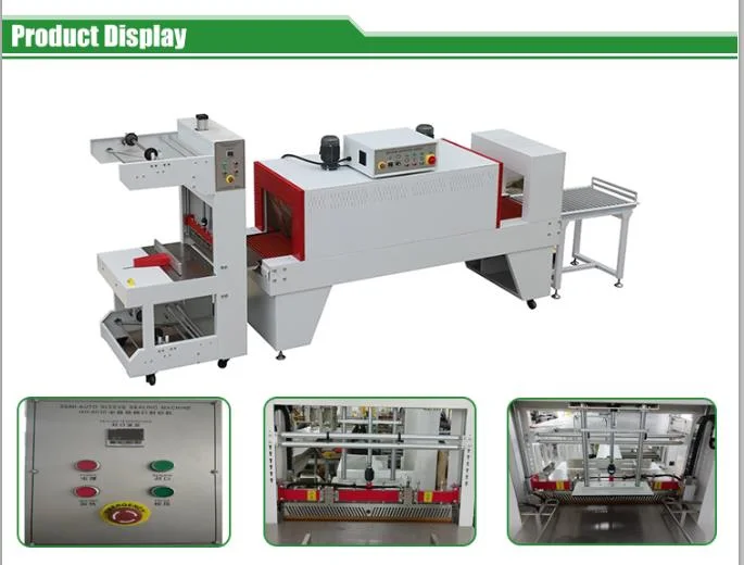 Semi-Auto Bottle Sleeve Wrapper and Shrink Machine Shrink Wrapping Pack Packaging and Heat Sealing Tunnel Machine for Tea Boxes and Gift Bags Carton