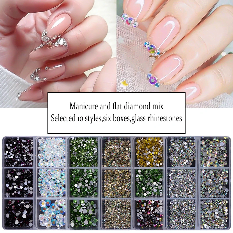 DIY Diamond, Nail Flat Diamond, Ultra Flash White Glass Ab Diamond, Ultra Flash White Diamond, Nail Diamond 12, Long Box