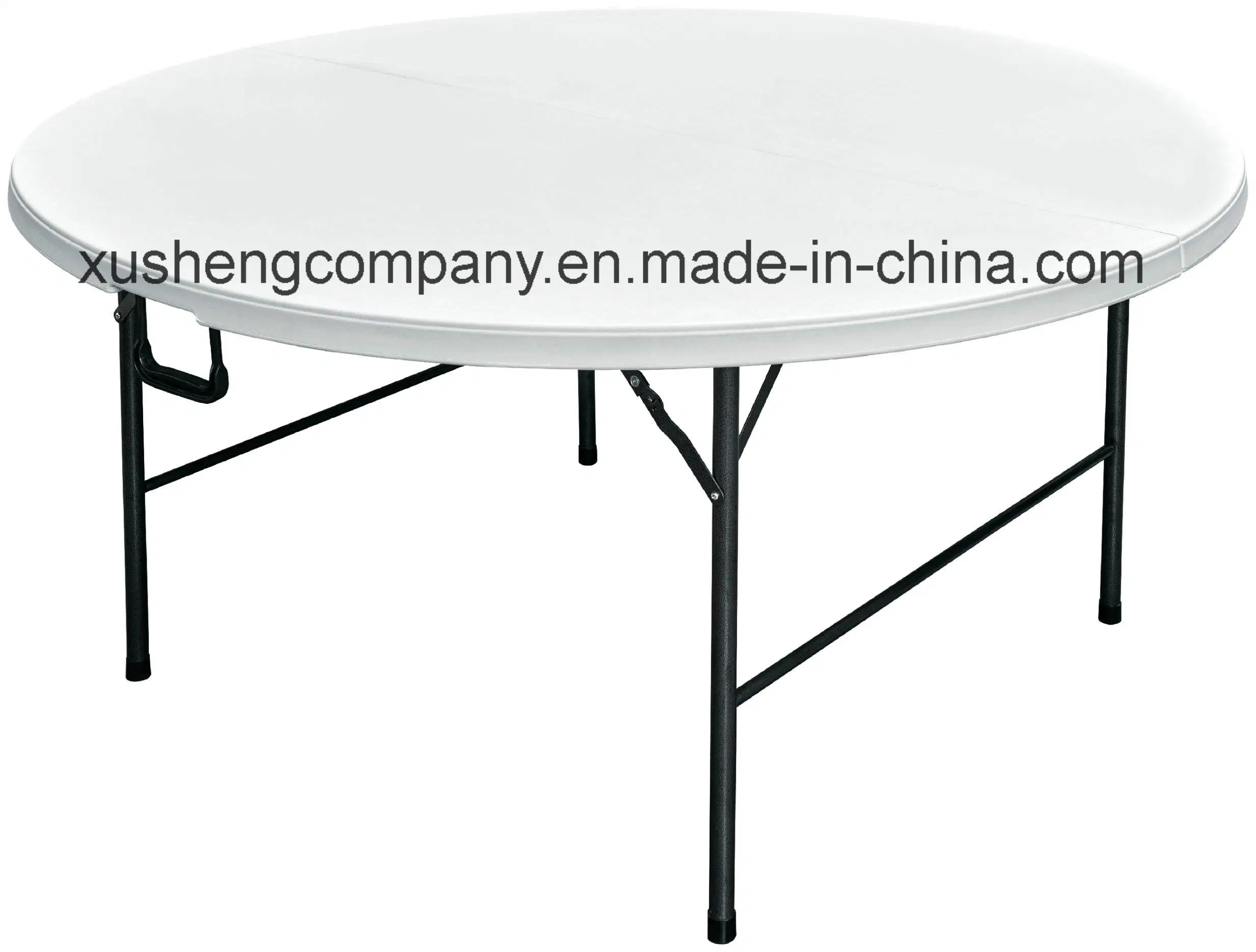 Single-Piece Plastic Folding Round Table with Steel-HDPE