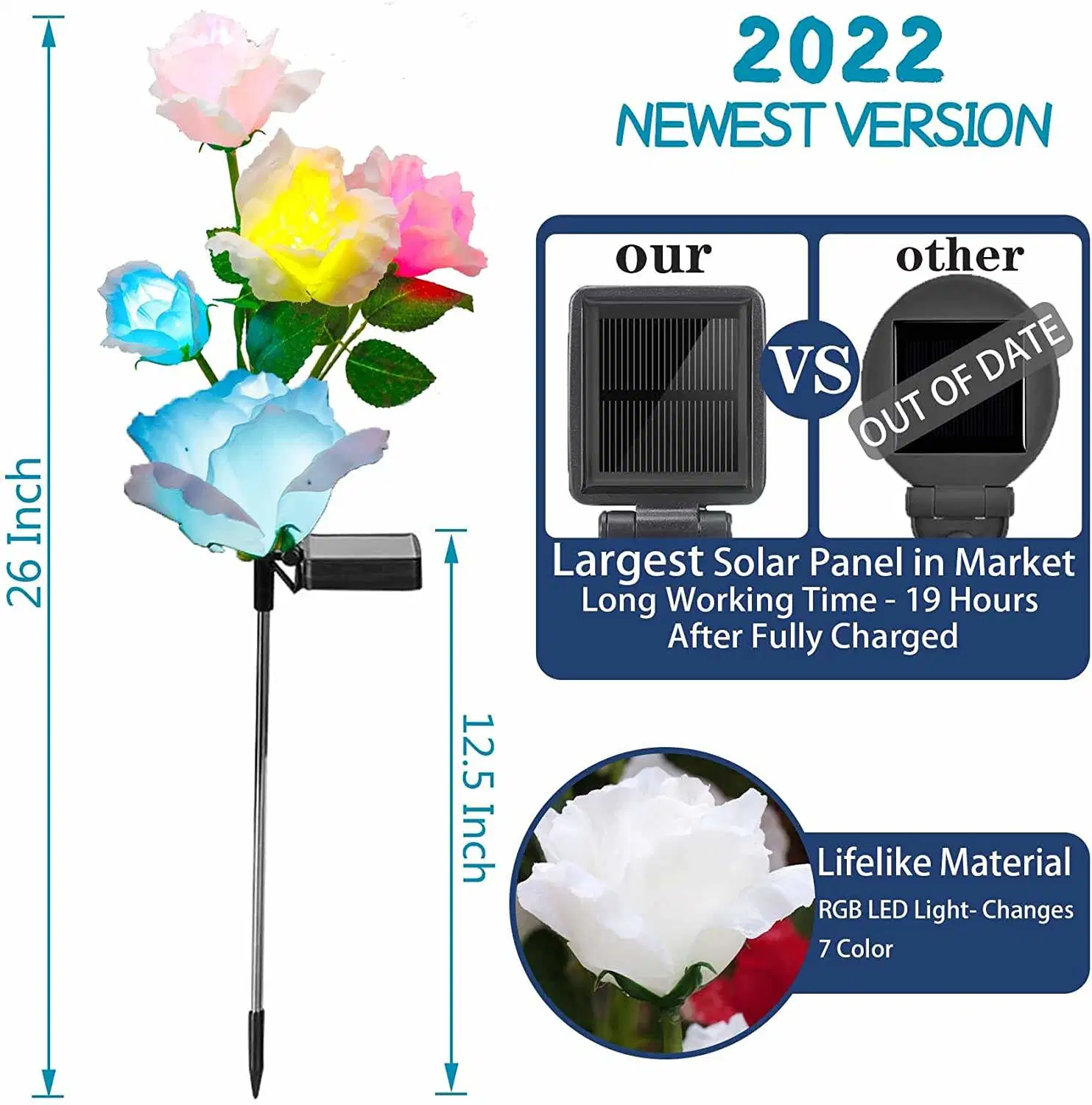 Realistic Rose Flower Enlarged Solar Panel Outdoor