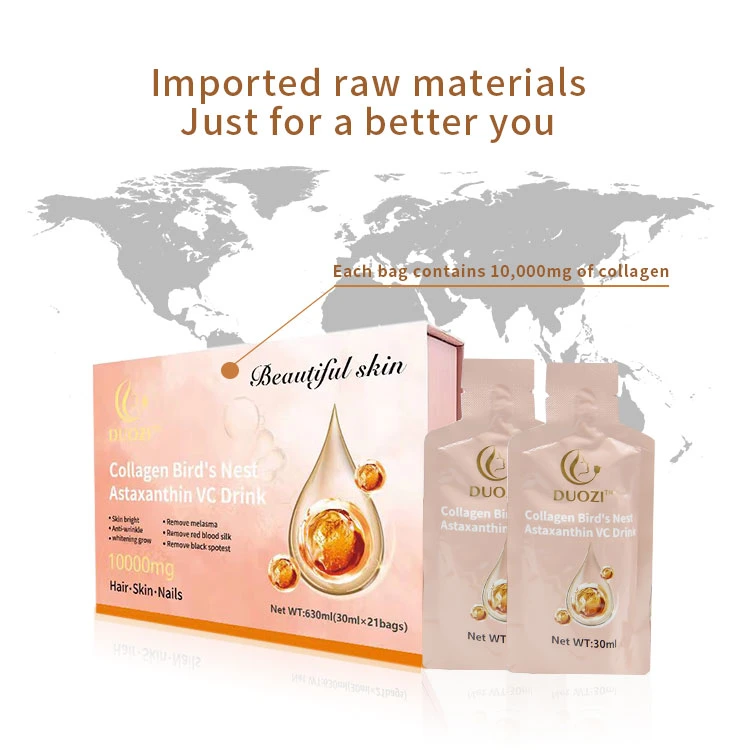 OEM/ODM Skin Whitening Small Drink Mix Skin Whitening Astaxanthin Hyaluronic Acid Collagen Peptide Drinks