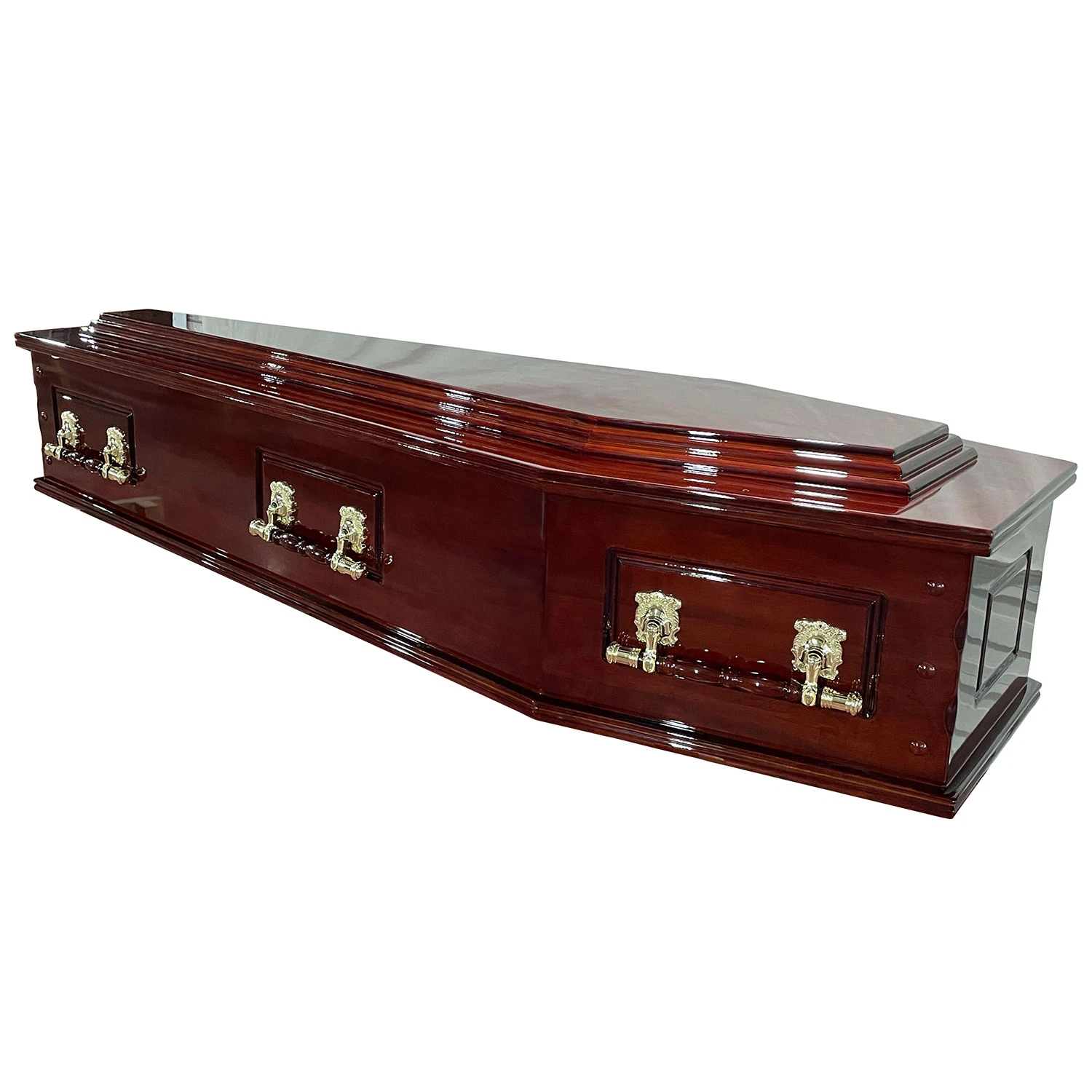 African Mahogany High Gloss No Handle Funeral Casket and Coffin