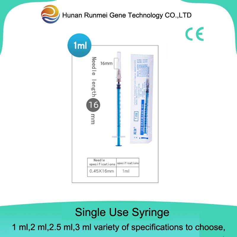 Medical Disposable 1ml 2ml 3ml Injection Plastic Syringe with Needle